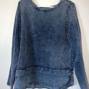 Blue Flowy Long Sleeve Women's Top